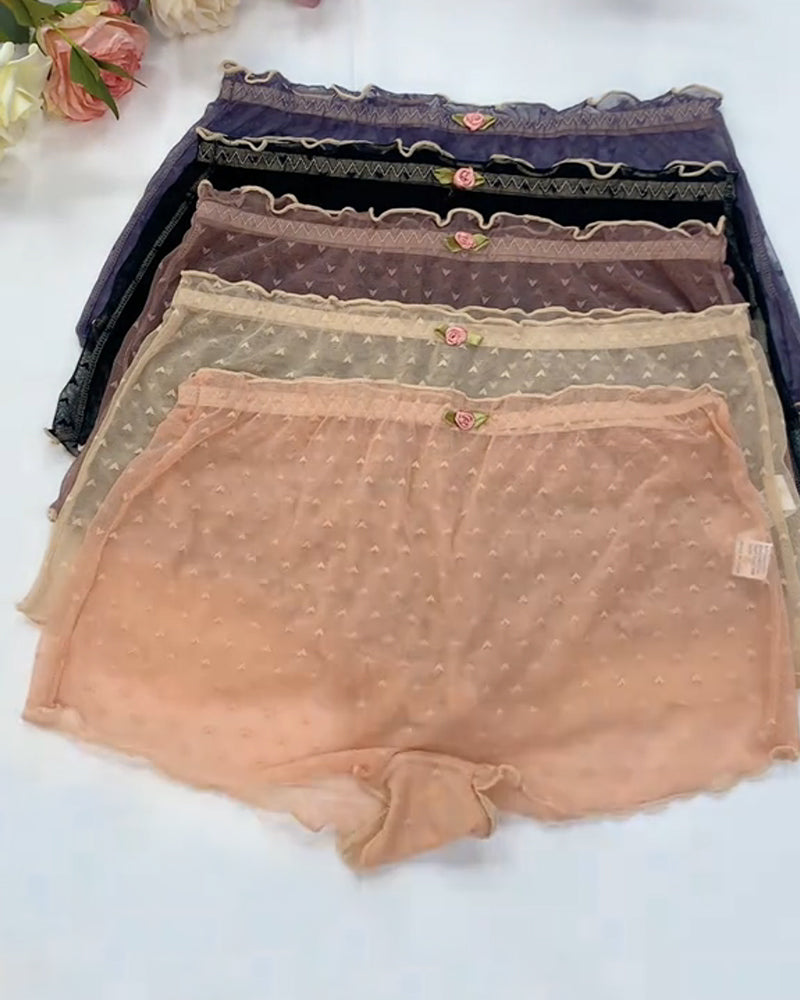 7-Pack Women's Heart Lace Flower Decoration High Elastic Underwear