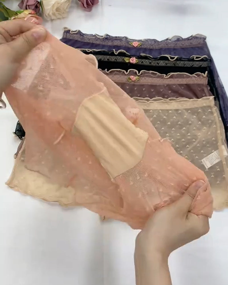 7-Pack Women's Heart Lace Flower Decoration High Elastic Underwear