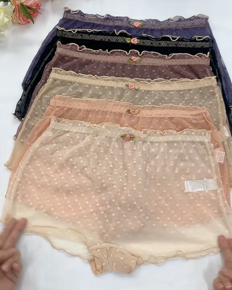 7-Pack Women's Heart Lace Flower Decoration High Elastic Underwear