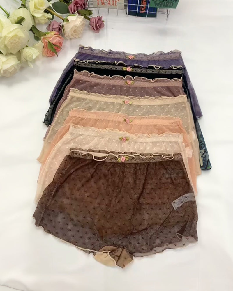 7-Pack Women's Heart Lace Flower Decoration High Elastic Underwear