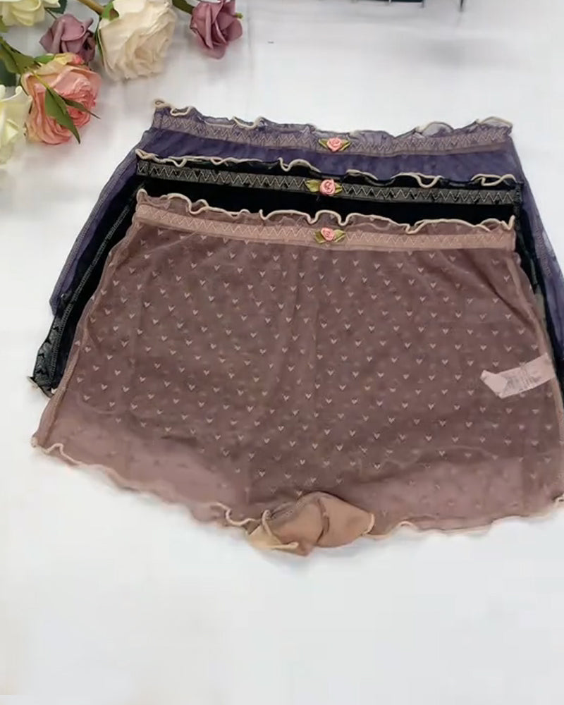 7-Pack Women's Heart Lace Flower Decoration High Elastic Underwear