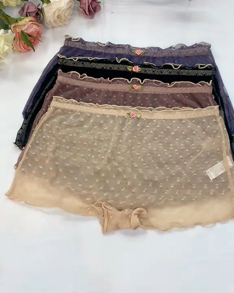 7-Pack Women's Heart Lace Flower Decoration High Elastic Underwear