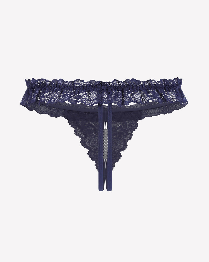 Lace Low Waist Thongs with Pearls Ball